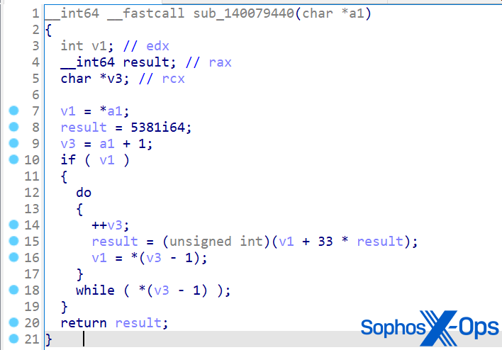 A screenshot of disassembled code