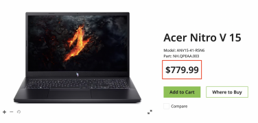a screenshot of a laptop on the acer website