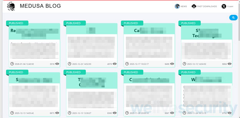 Figure 3. Data leak site of the Medusa ransomware Figure 3. Data leak site of the Medusa ransomware